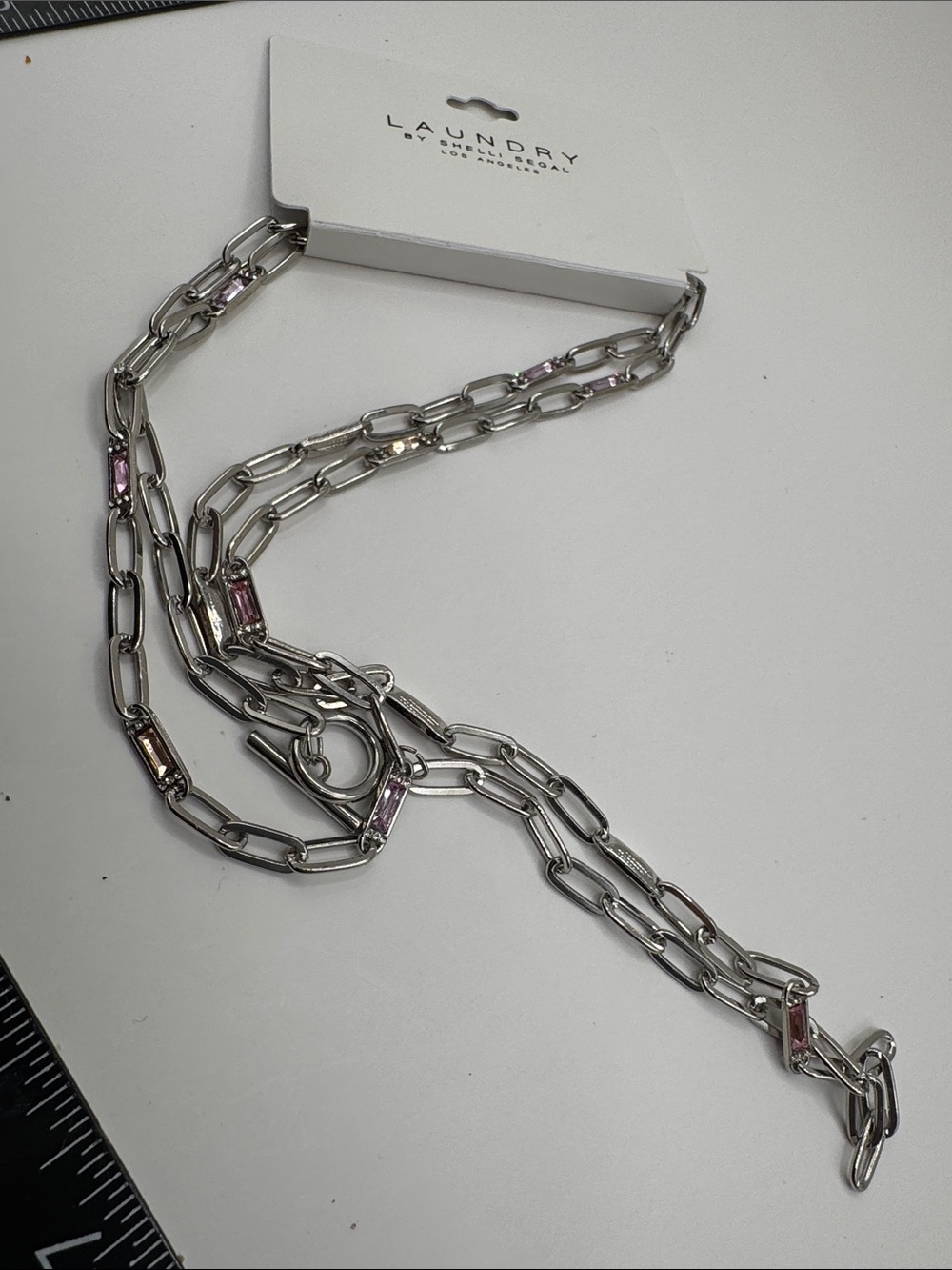 Laundry by Shelli Segal Pink Crystal Accent Necklace 24” (LR111/5) - Picture 7 of 8